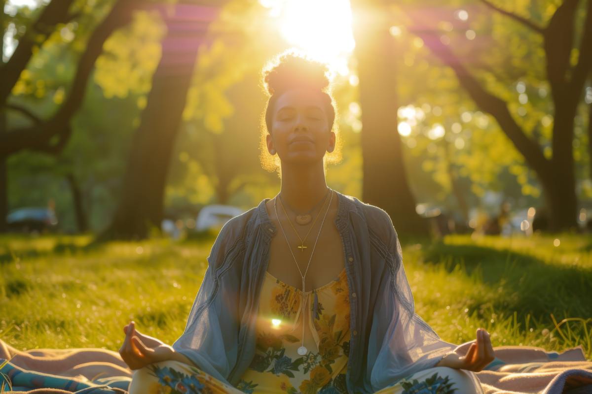 women doing a mindful yoga practice for self care